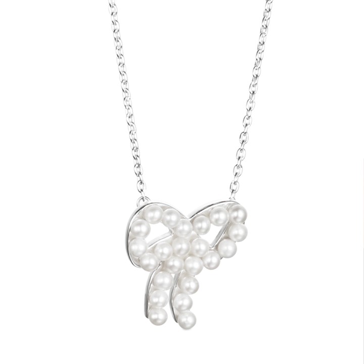 Mini Pearls Bow Colares Prata 42-45 cm no grupo Colares / Colares de prata em SCANDINAVIAN JEWELRY DESIGN (10-100-01603-4245)