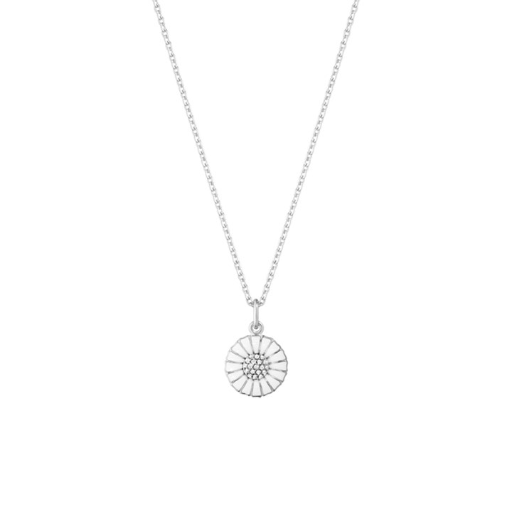 DAISY Pendente Prata RH WHITE ENAMEL 11 MM Diamante 0.05 ct 45 cm no grupo Colares / Colares de diamantes em SCANDINAVIAN JEWELRY DESIGN (10010534)