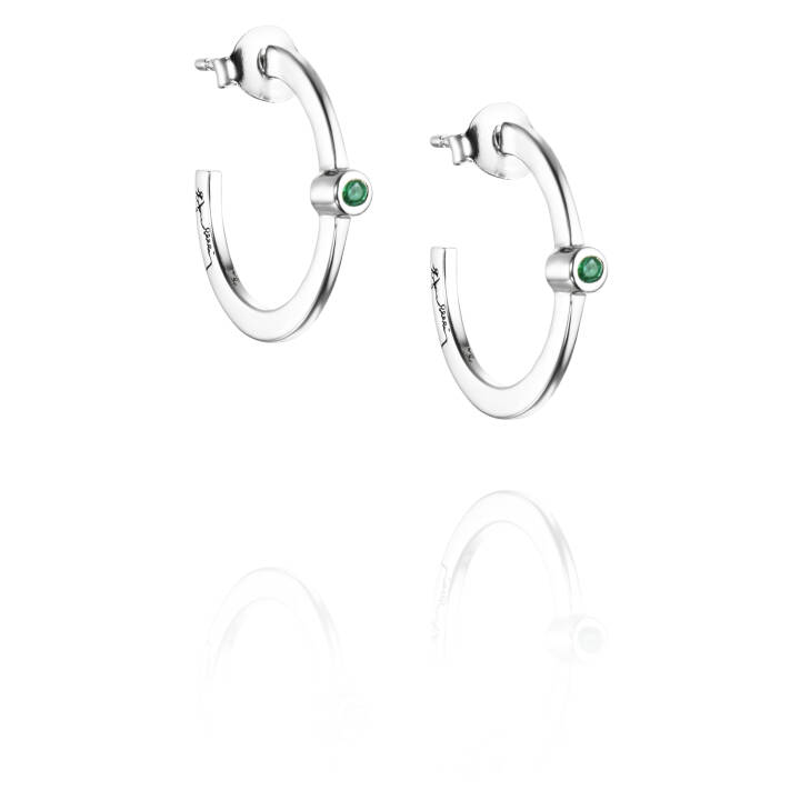 Micro Blink Hoops - Green Emerald Brinco Prata no grupo Brincos / Brincos de prata em SCANDINAVIAN JEWELRY DESIGN (12-100-01895-0000)