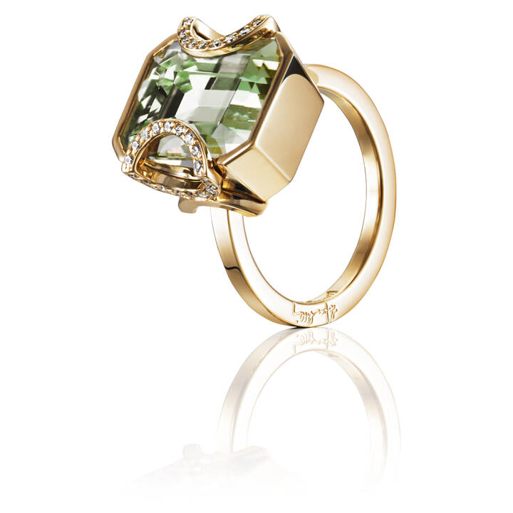 Little Magic Star - Green Quartz Anel Ouro no grupo Anéis / Anéis de ouro em SCANDINAVIAN JEWELRY DESIGN (13-101-01243)