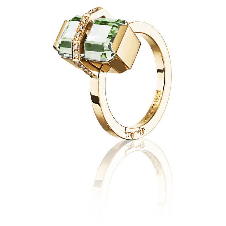Little Bend Over - Green Quartz Anel Ouro no grupo Anéis / Anéis de ouro em SCANDINAVIAN JEWELRY DESIGN (13-101-01962)