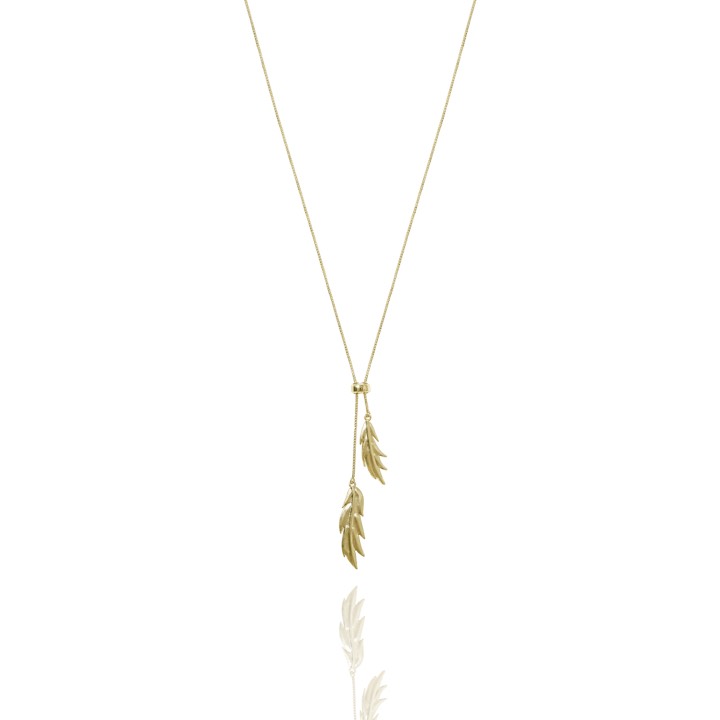 Feather/Leaf double Colares Ouro no grupo Colares / Colares de ouro em SCANDINAVIAN JEWELRY DESIGN (1521121001)