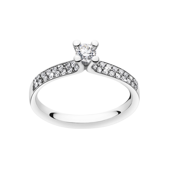 MAGIC SOLITAIRE Anel Diamante PAVÉ 0.33 ct Ouro branco no grupo Anéis / Anéis de noivado & alianças em SCANDINAVIAN JEWELRY DESIGN (20000460)