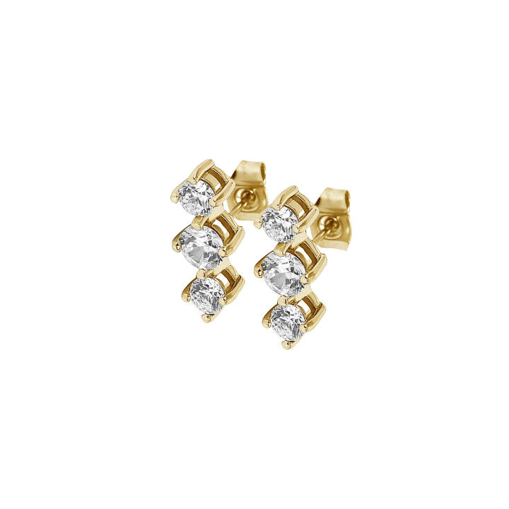 IDA Tripple Brincos Ouro/Cristal no grupo Brincos / Brincos de ouro em SCANDINAVIAN JEWELRY DESIGN (370353)