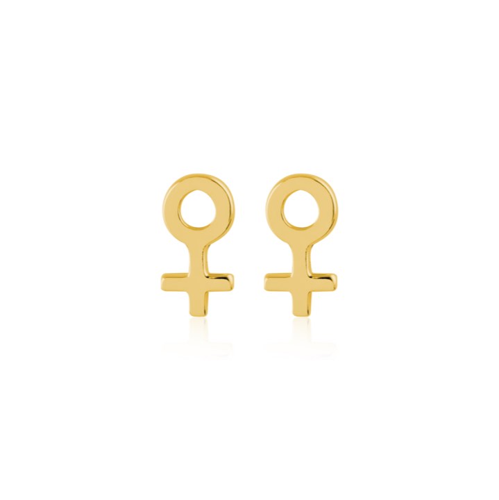 Woman Symbol Studs Brinco (Ouro) no grupo Brincos / Brincos de ouro em SCANDINAVIAN JEWELRY DESIGN (E2084GPS0-OS)