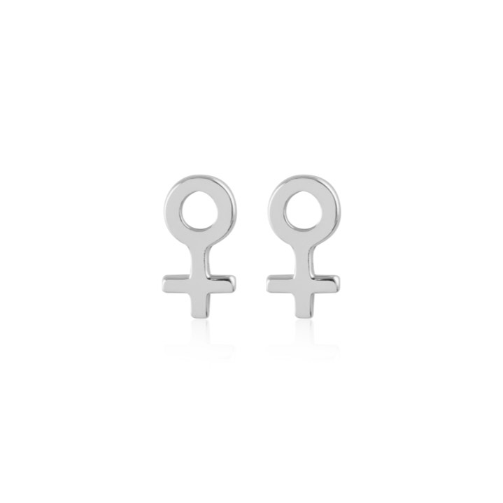 Woman Symbol Studs Brinco (Prata) no grupo Brincos / Brincos de prata em SCANDINAVIAN JEWELRY DESIGN (E2084RHS0-OS)