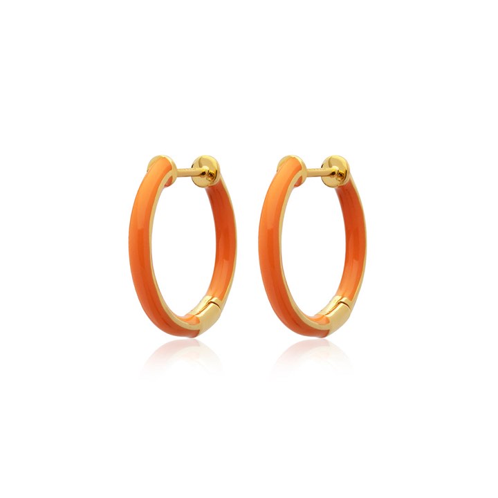 Enamel thin hoops orange (Ouro) no grupo Brincos / Brincos de ouro em SCANDINAVIAN JEWELRY DESIGN (E2150GPEO-OS)