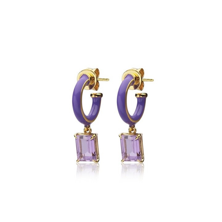 Iris enamel hoops purple (Ouro) no grupo Brincos / Brincos de ouro em SCANDINAVIAN JEWELRY DESIGN (E2151GEAB-OS)