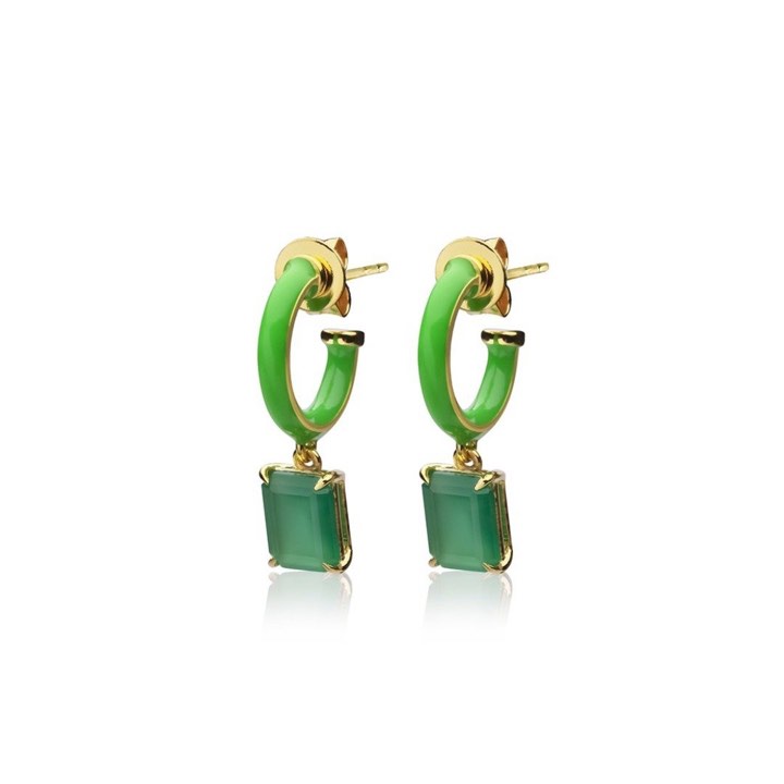 Iris enamel hoops green (Ouro) no grupo Brincos / Brincos de ouro em SCANDINAVIAN JEWELRY DESIGN (E2151GEGO-OS)
