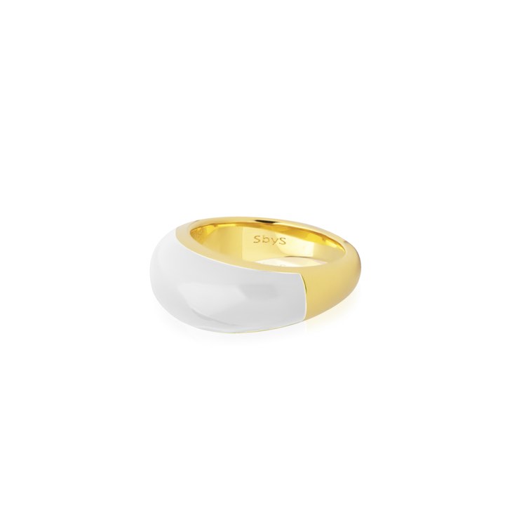 Enamel bold Anel white no grupo Anéis / Anéis de ouro em SCANDINAVIAN JEWELRY DESIGN (R2202GPEW)