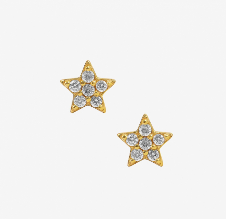 White Star Earstud Ouro no grupo Brincos / Brincos de ouro em SCANDINAVIAN JEWELRY DESIGN (S05048-G-W)