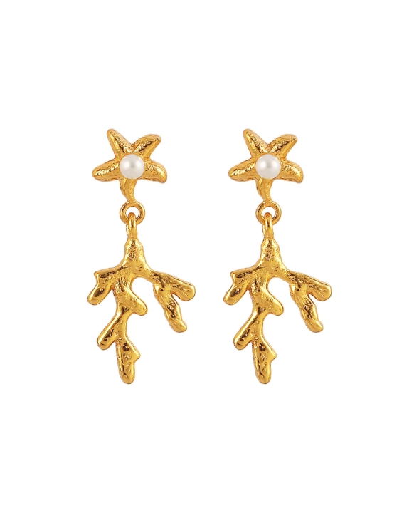 Mini Coral Leaf EarAnels Ouro no grupo Brincos / Brincos de ouro em SCANDINAVIAN JEWELRY DESIGN (S08057-G)
