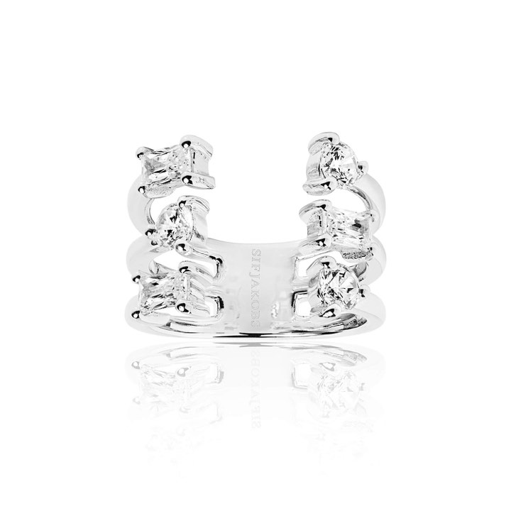 ANTELLA ALTRO GRANDE Anel Branco Zircões (Prata) no grupo Anéis / Anéis de prata em SCANDINAVIAN JEWELRY DESIGN (SJ-R012-CZ)