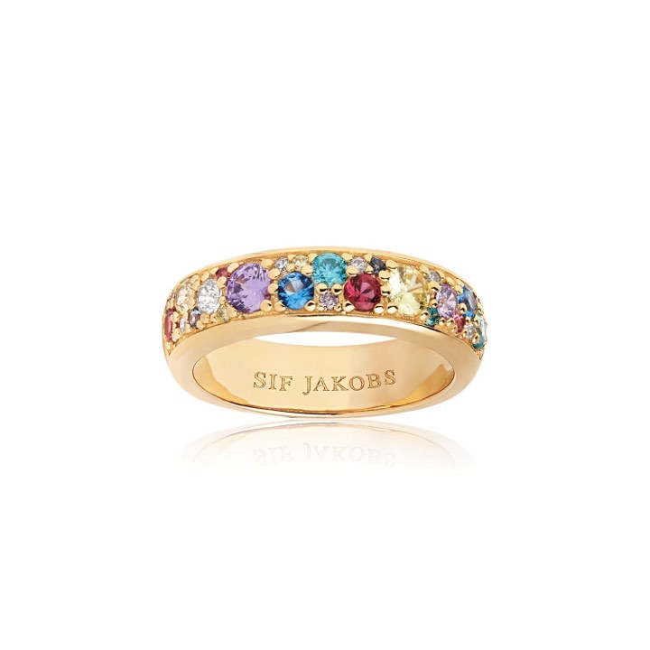 NOVARA UNO Anel Multicolorido Zircões (Ouro) no grupo Anéis / Anéis de ouro em SCANDINAVIAN JEWELRY DESIGN (SJ-R1062-XCZYG)