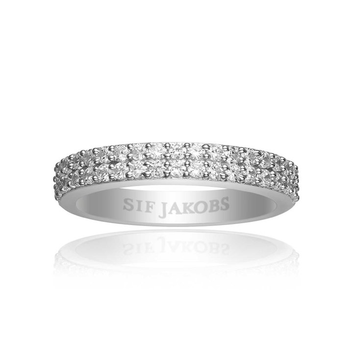CORTE DUE Anel Branco Zircões (Prata) no grupo Anéis / Anéis de prata em SCANDINAVIAN JEWELRY DESIGN (SJ-R10762-CZ)