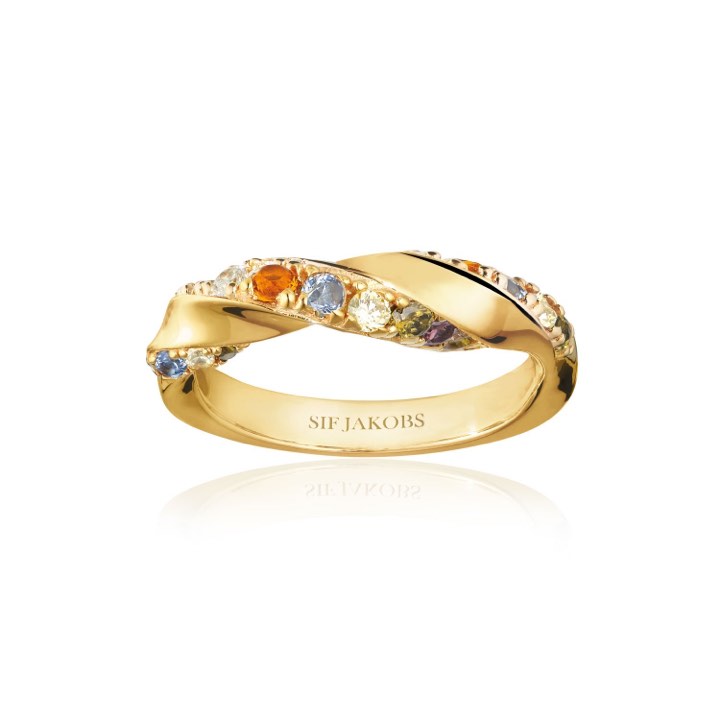 FERRARA Anel Multicolorido Zircões (Ouro) no grupo Anéis / Anéis de ouro em SCANDINAVIAN JEWELRY DESIGN (SJ-R12114-ACZ-SG)