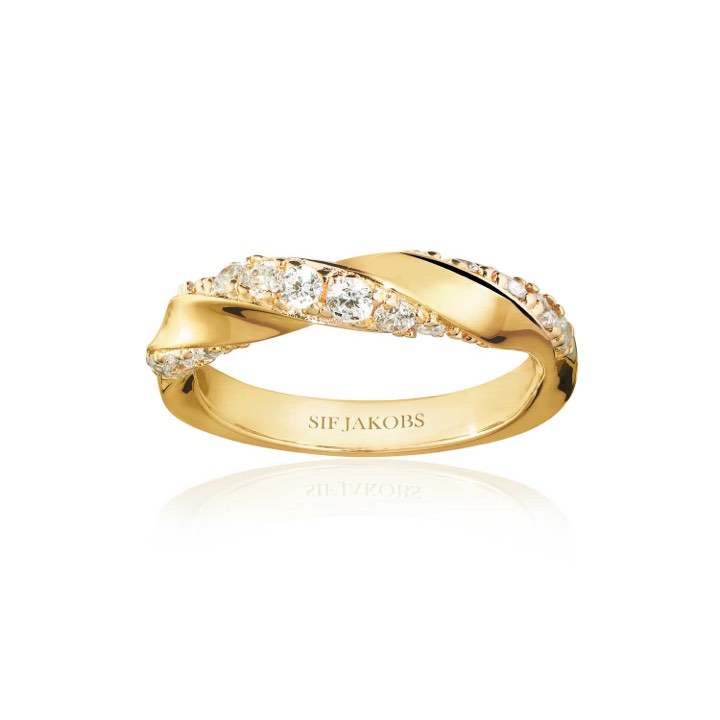 FERRARA Anel Branco Zircões (Ouro) no grupo Anéis / Anéis de ouro em SCANDINAVIAN JEWELRY DESIGN (SJ-R12114-CZ-SG)