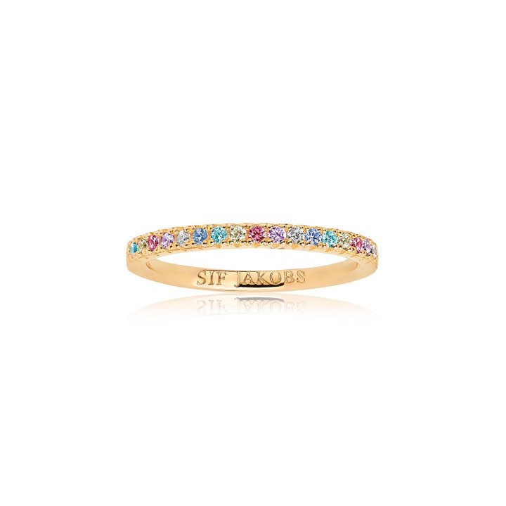ELLERA Anel Multicolorido Zircões (Ouro) no grupo Anéis / Anéis de ouro em SCANDINAVIAN JEWELRY DESIGN (SJ-R2869-XCZYG)