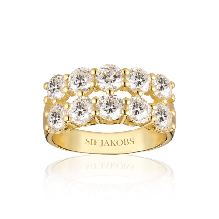 BELLUNO DUE Anel Branco Zircões (Ouro) no grupo Anéis / Anéis de ouro em SCANDINAVIAN JEWELRY DESIGN (SJ-R42128-CZ-SG)