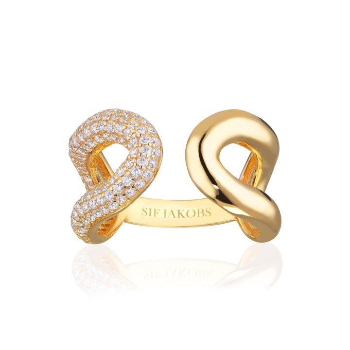 CAPRI DUE Anel Branco Zirkonia (Ouro) no grupo Anéis / Anéis de ouro em SCANDINAVIAN JEWELRY DESIGN (SJ-R62015-CZ-SG)