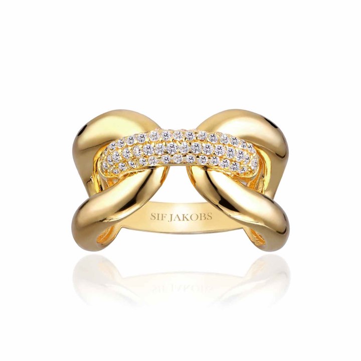 CAPRI TRE Anel Branco Zircões (Ouro) no grupo Anéis / Anéis de ouro em SCANDINAVIAN JEWELRY DESIGN (SJ-R62016-CZ-SG)