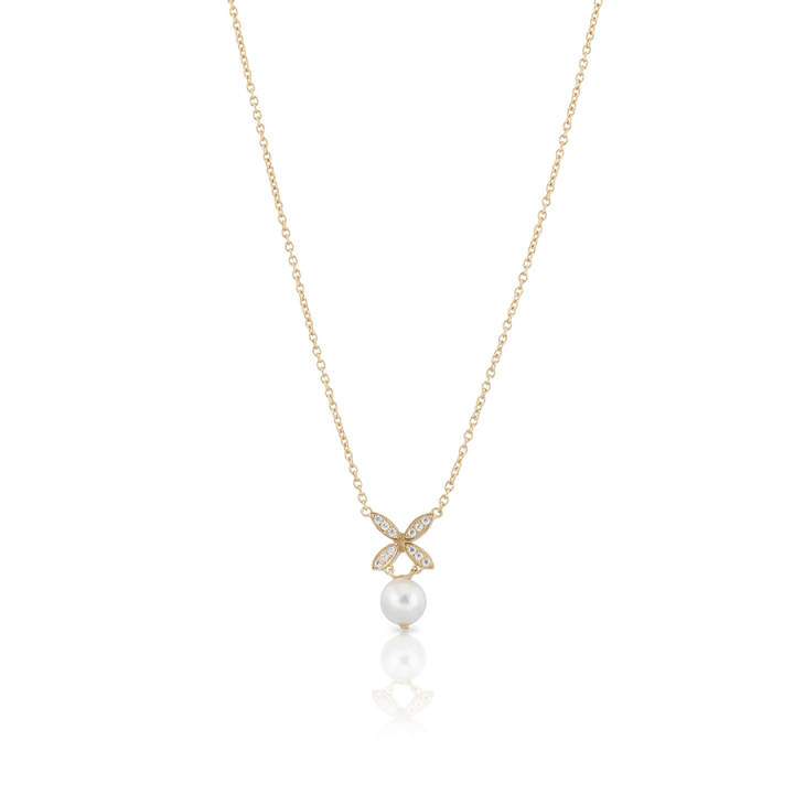 Ellipse mini pearl Necklace Gold no grupo Colares / Colares de ouro em SCANDINAVIAN JEWELRY DESIGN (gp62)