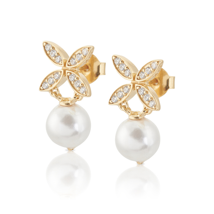 Ellipse mini pearl Earrings Gold no grupo Brincos / Brincos de ouro em SCANDINAVIAN JEWELRY DESIGN (gp63)