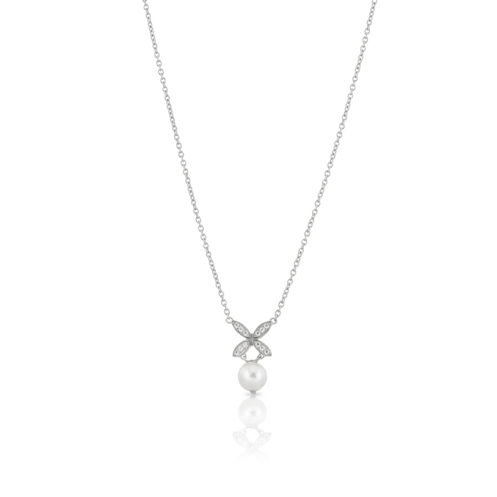 Ellipse mini pearl Necklace Silver no grupo Colares / Colares de prata em SCANDINAVIAN JEWELRY DESIGN (s243)