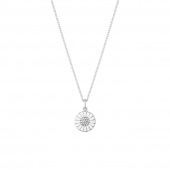 DAISY Pendente Prata RH WHITE ENAMEL 11 MM Diamante 0.05 ct 45 cm