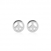 Peace Symbol Studs Brinco (Prata)