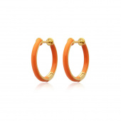 Enamel thin hoops orange (Ouro)