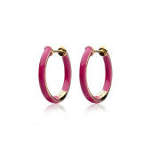 Enamel thin hoops pink (Ouro)
