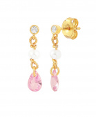 Pink Pearl Raindrop EarAnels Ouro